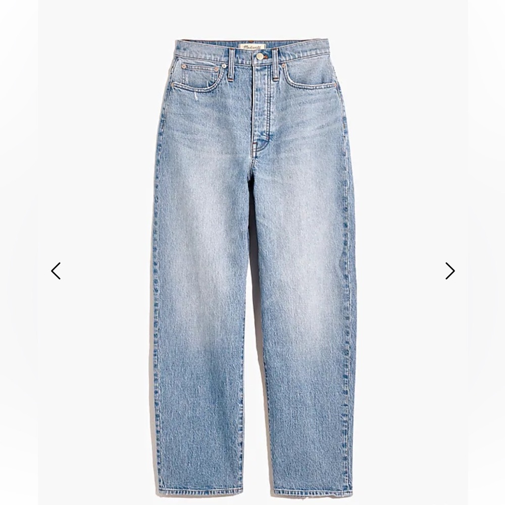 Madewell Balloon Jeans in Hewes Wash Blue Distressed Women Size W 32 New